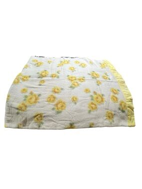 Vintage Harmony House Yellow Rose Blanket Simpson-Sears Limited 85” x 72”